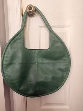 Anthropologie Green Leather Circle Tote Bag - Stylish Women's Shoulder Bag